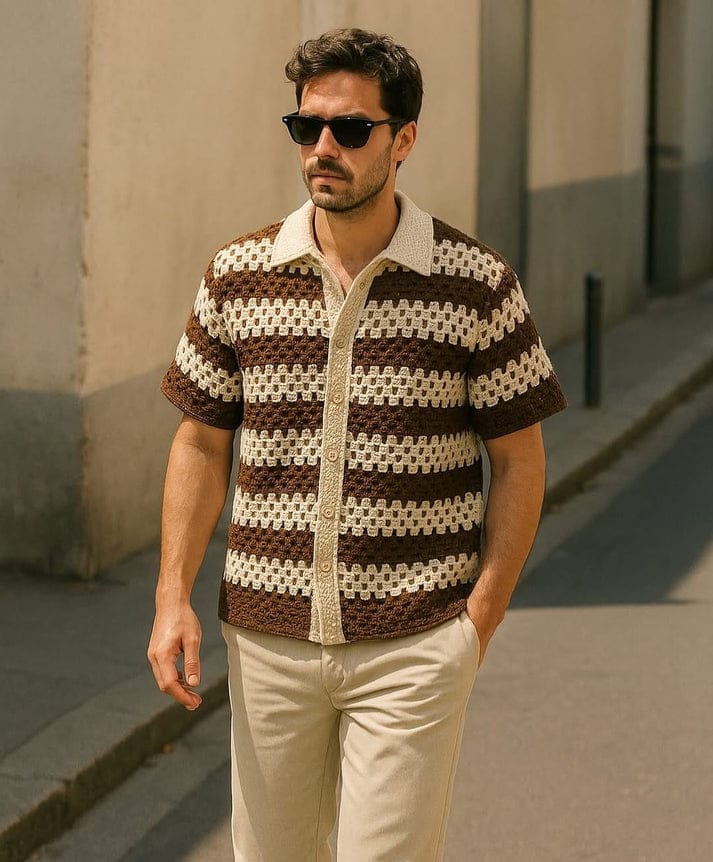 Uzbek Crochet shirt- Brown