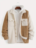Sherpa Jacket for men- White Brown Double Patch pocket