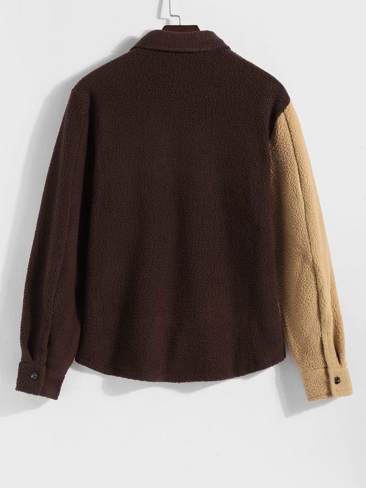 Sherpa Jacket for men- Light & Dark Brown Double Patch pocket